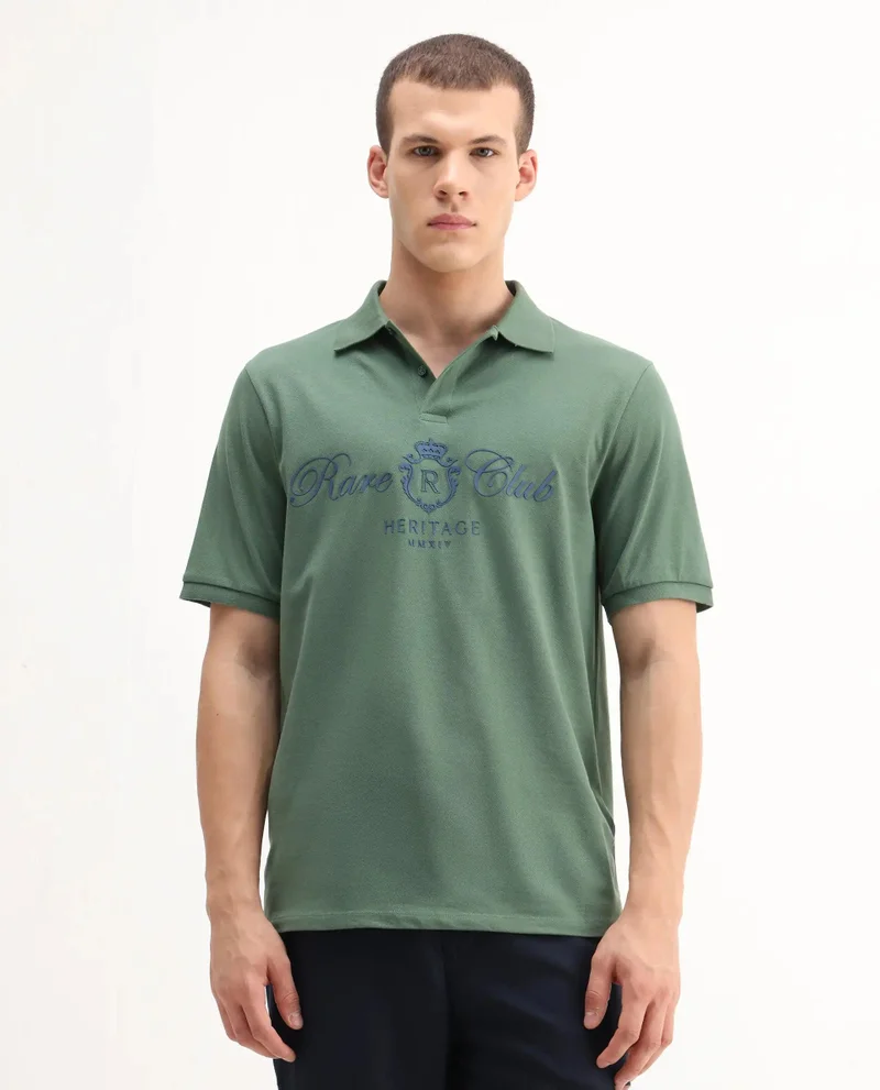 Rare Rabbit Men's Hd Printed Regular Fit Polo