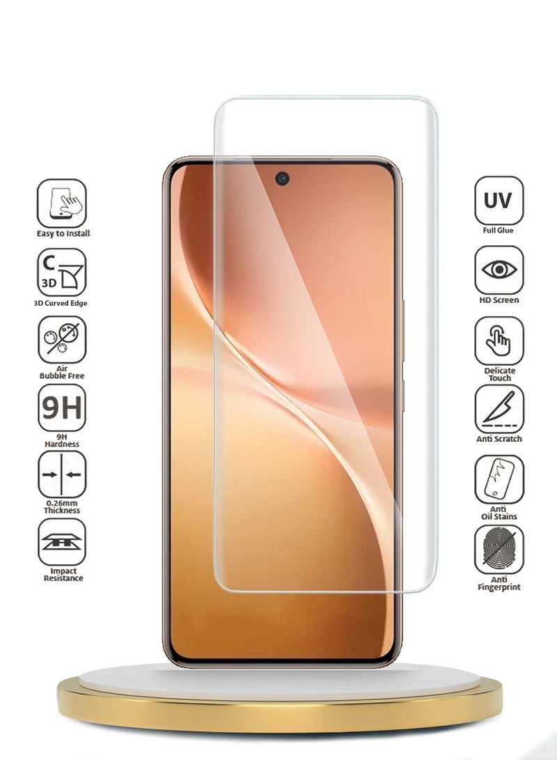UV Liquid Glue Full Coverage Tempered Glass Screen Protector For Vivo V60 - Clear - Image 2