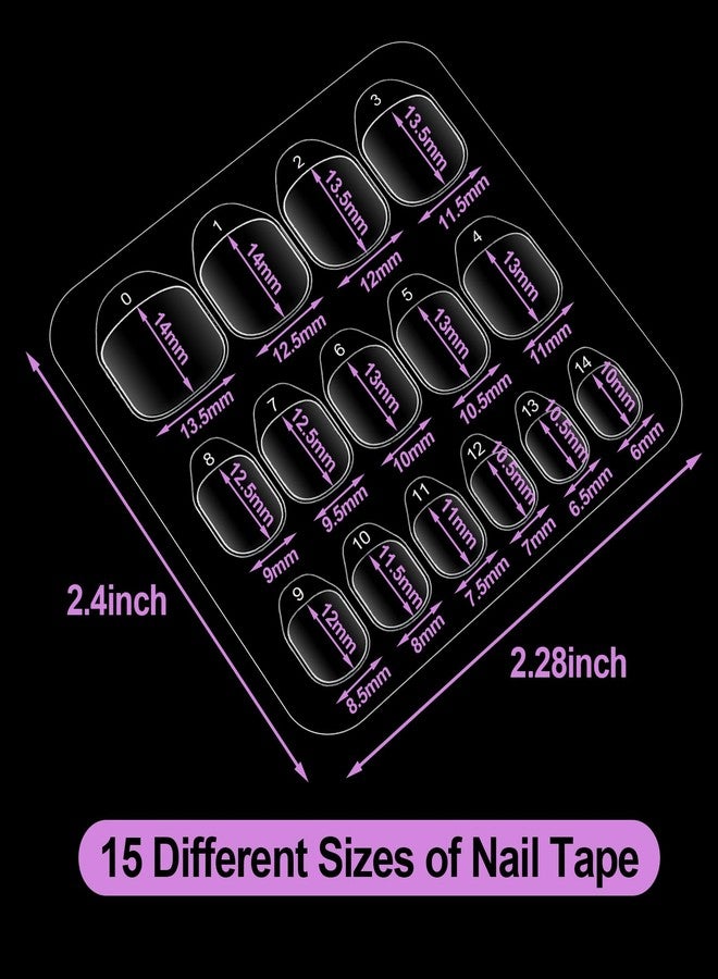 lenpestia 20 Sheet/600pcs Press On Nail Adhesive Tabs, 15 Sizes Nail Sticky Tabs, Press On Sticky Tabs for Nails, Fit Most Fingernails - Image 2