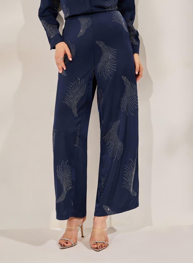 ستايلي بنطال بأرجل واسعة مزين بتفاصيل - Image 2