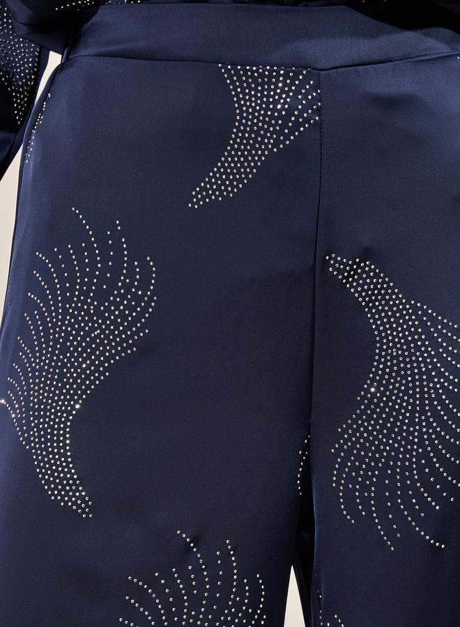 ستايلي بنطال بأرجل واسعة مزين بتفاصيل - Image 4