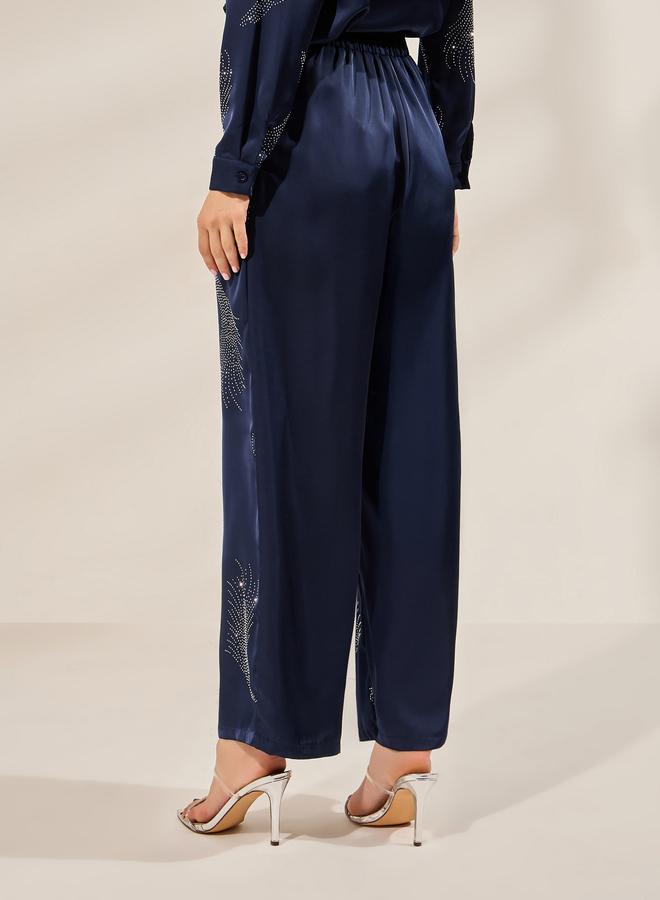 ستايلي بنطال بأرجل واسعة مزين بتفاصيل - Image 5