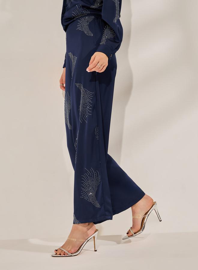 ستايلي بنطال بأرجل واسعة مزين بتفاصيل - Image 3