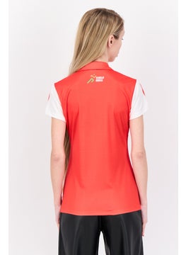 Adidas Women Sportswear Fit Short Sleeves Outdoor Polo, Red  - Image 3