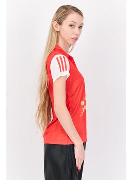 Adidas Women Sportswear Fit Short Sleeves Outdoor Polo, Red  - Image 2