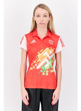 Adidas Women Sportswear Fit Short Sleeves Outdoor Polo, Red  - Image 1