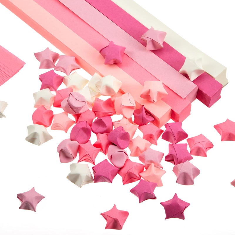 Kigeli 1000 Sheets Paper Strips Foil Star Glitter Origami Stars Shiny Origami Paper for DIY Crafts Weaving Projects (Pink,Solid Style) - Image 1