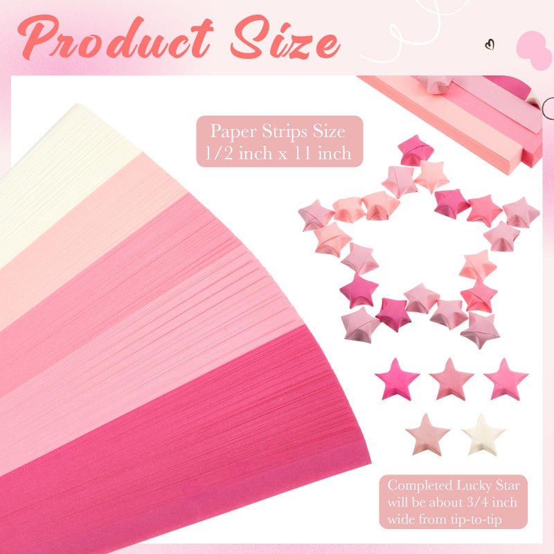 Kigeli 1000 Sheets Paper Strips Foil Star Glitter Origami Stars Shiny Origami Paper for DIY Crafts Weaving Projects (Pink,Solid Style) - Image 2