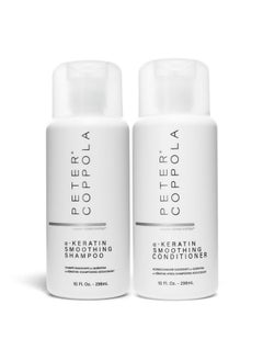 Peter Coppola Peter Coppola a-Keratin Smoothing Shampoo & Conditioner Set - Smooths Thick Coarse Hair - Infused With Argan Oil, Avocado Oil And Hydrolyzed Keratin Transforms Frizz Into Shiny & Healthy Hair (10 oz)  - Image 1