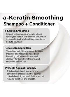 Peter Coppola Peter Coppola a-Keratin Smoothing Shampoo & Conditioner Set - Smooths Thick Coarse Hair - Infused With Argan Oil, Avocado Oil And Hydrolyzed Keratin Transforms Frizz Into Shiny & Healthy Hair (10 oz)  - Image 4