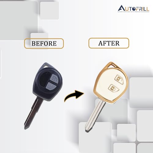 AUTOFRILL TPU Car Key Cover for Maruti Suzuki Baleno, Grand Vitara, XL6, Swift, Brezza, Ertiga, Dzire, Celerio, Ciaz, SX4, Ignis, Alto, S Presso, S Cross, Fronx 2 Button Key Cover (White-Gold) - Image 4
