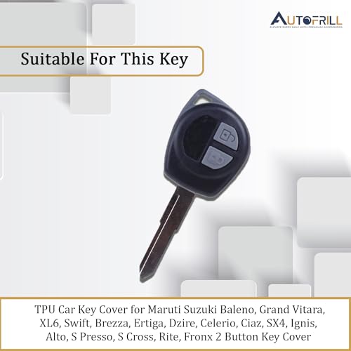 AUTOFRILL TPU Car Key Cover for Maruti Suzuki Baleno, Grand Vitara, XL6, Swift, Brezza, Ertiga, Dzire, Celerio, Ciaz, SX4, Ignis, Alto, S Presso, S Cross, Fronx 2 Button Key Cover (White-Gold) - Image 3
