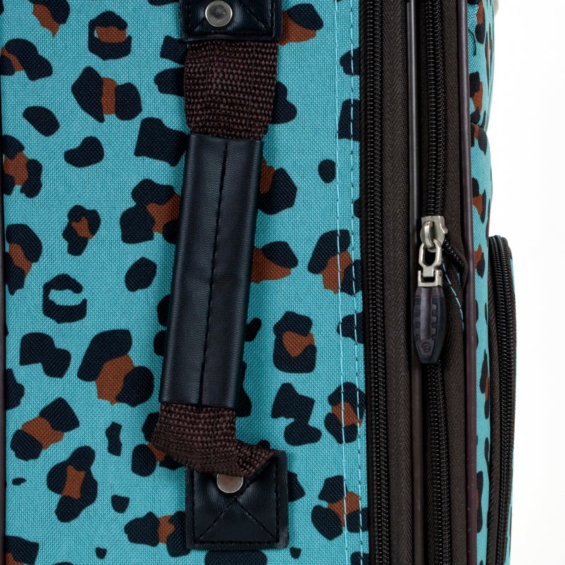 Rockland Fashion Softside Upright Luggage Set,Expandable,Telescopic Handle,Wheel, Blue Leopard, 2-Piece (14/19) - Image 5