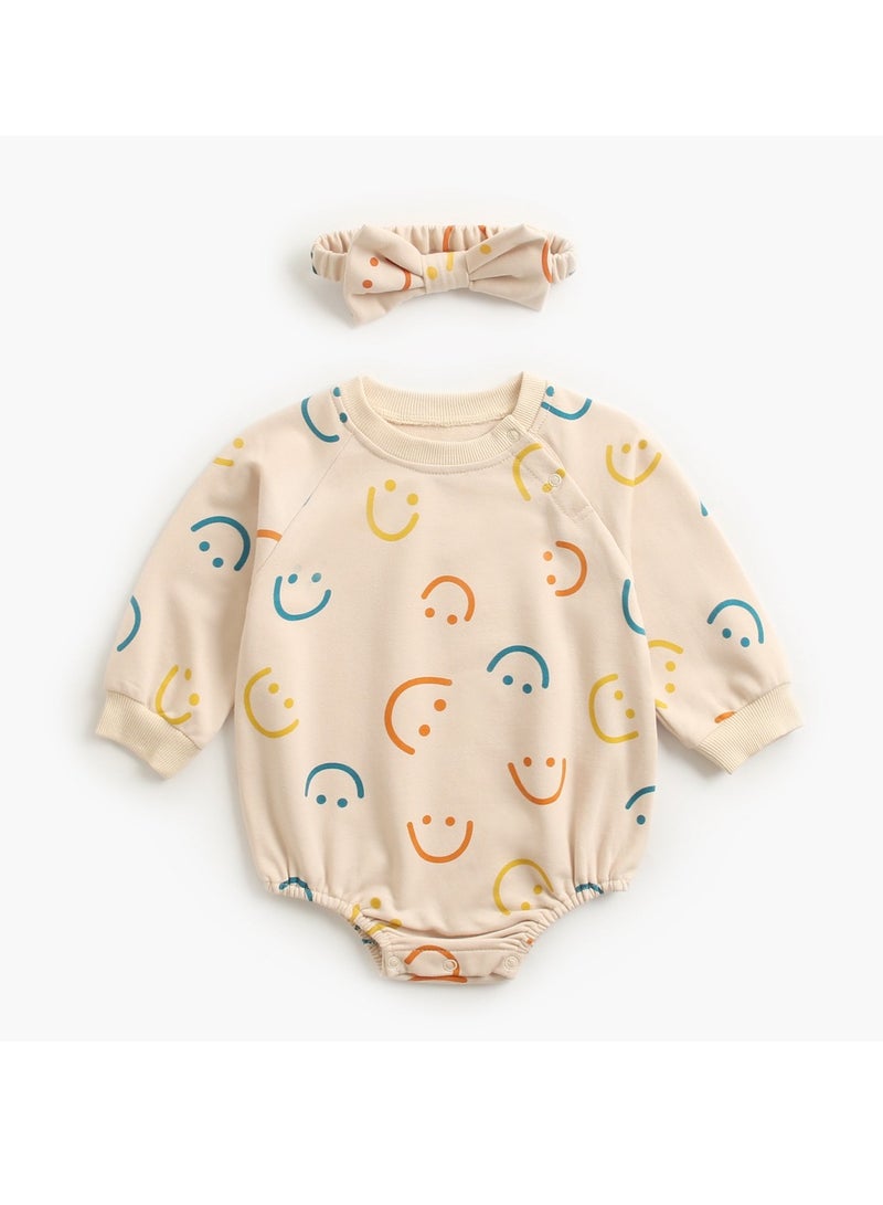 xozgdovg Crawling suit newborn baby clothes cartoon 18-24m triangle crawling smiley face 