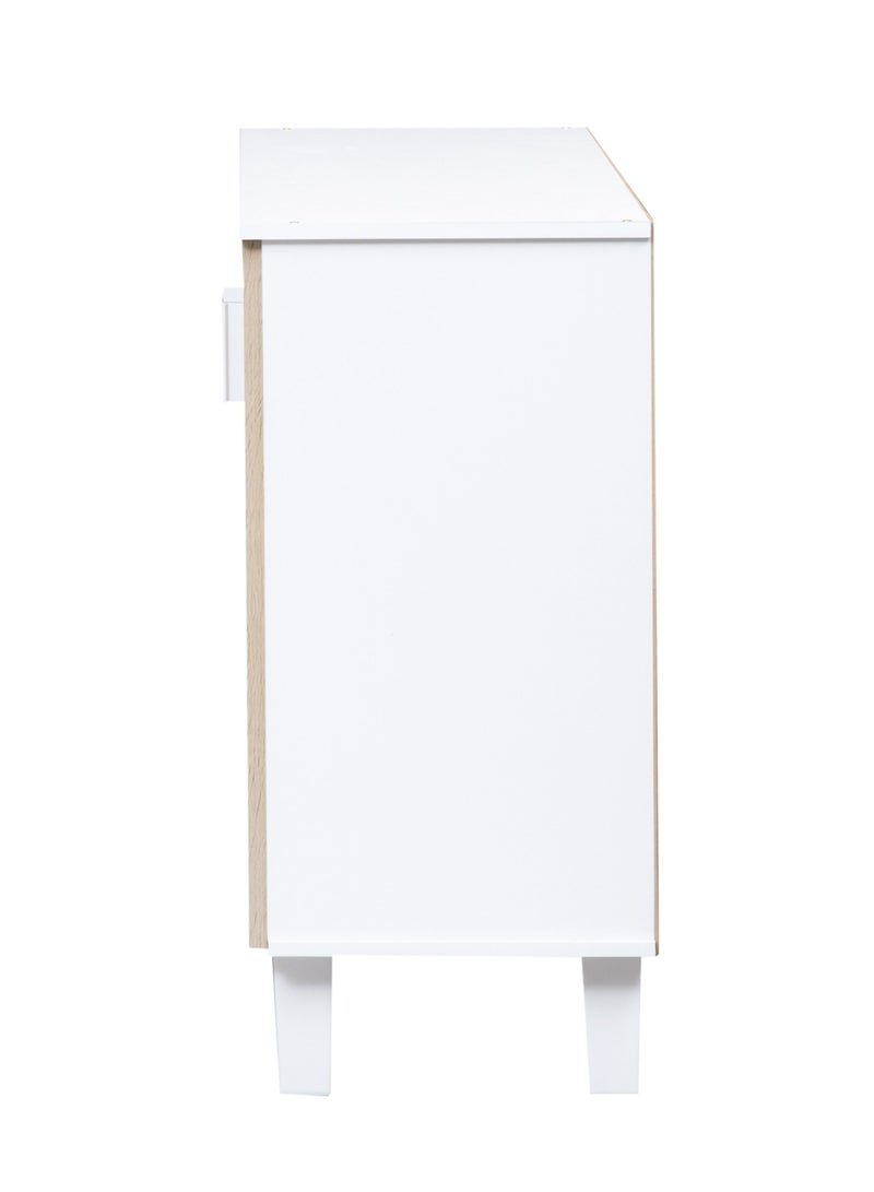 WT-EASYCARE خزانة أحذية بباب مزدوج- ASO/أبيض | رف الأحذية الخشبي | رف أحذية متعدد الطبقات | منظم الاحذية | عرض رف الأحذية | تخزين متعدد الوظائف | خزانة احذية | خشبية مجلس الوزراء - Image 5