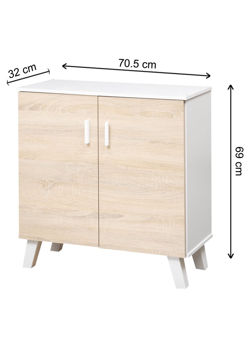 WT-EASYCARE خزانة أحذية بباب مزدوج- ASO/أبيض | رف الأحذية الخشبي | رف أحذية متعدد الطبقات | منظم الاحذية | عرض رف الأحذية | تخزين متعدد الوظائف | خزانة احذية | خشبية مجلس الوزراء - Image 2