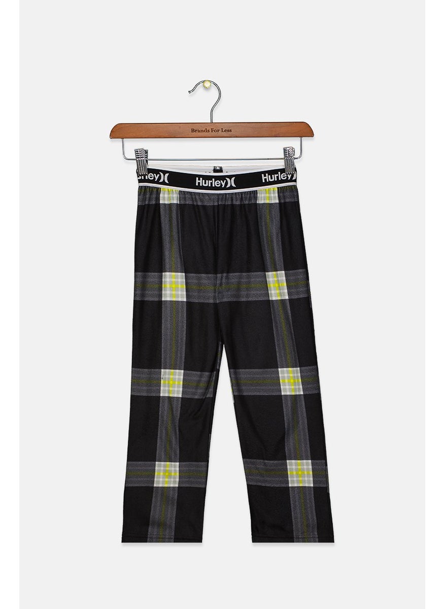 Hurley Kids Boy Plaid Pull On Pajama Pants, Black  - Image 1