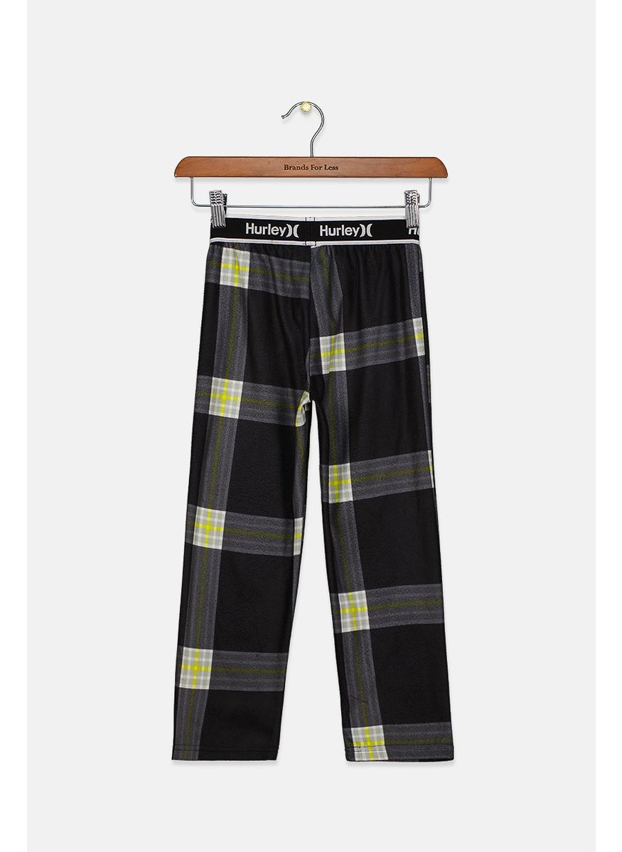 Hurley Kids Boy Plaid Pull On Pajama Pants, Black  - Image 2