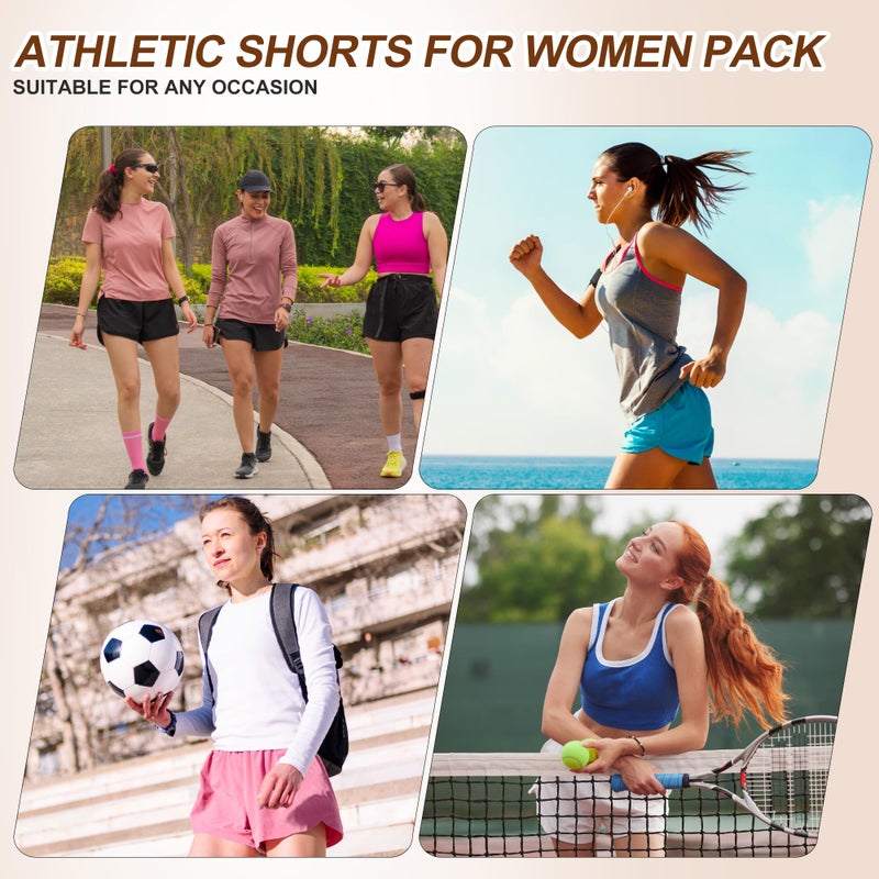 BALENNZ Women's 5 Pack Athletic Workout Shorts with Zipper Pockets Activewear Elastic Waist Gym Running Shorts,XX-Large - Image 5