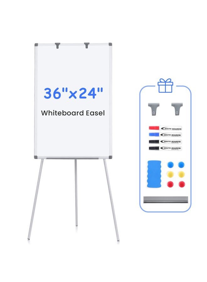 MAKELLO Dry Erase Easel Whiteboard Magnetic Board Standing for Classroom Teachers Office Home Schooling, Adjustable Height, 36X24 inches - Image 1