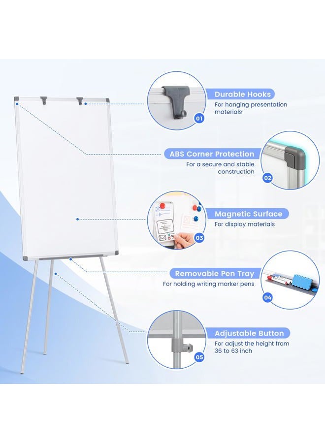 MAKELLO Dry Erase Easel Whiteboard Magnetic Board Standing for Classroom Teachers Office Home Schooling, Adjustable Height, 36X24 inches - Image 3
