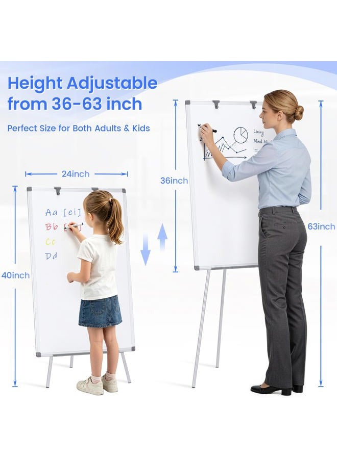 MAKELLO Dry Erase Easel Whiteboard Magnetic Board Standing for Classroom Teachers Office Home Schooling, Adjustable Height, 36X24 inches - Image 2