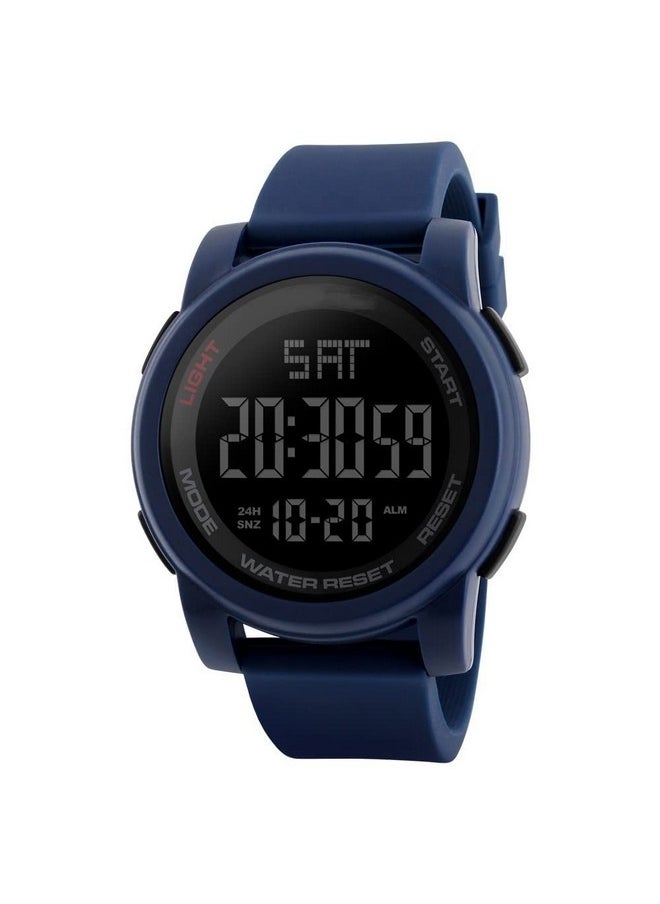 Shocknshop Shocknshop Rubber Led Digital Sports Multi Functional Black Dial Watch For Men Boys -W1257 (Blue), Blue Band  - Image 1