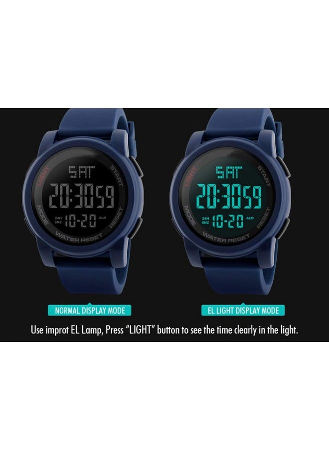Shocknshop Shocknshop Rubber Led Digital Sports Multi Functional Black Dial Watch For Men Boys -W1257 (Blue), Blue Band  - Image 3