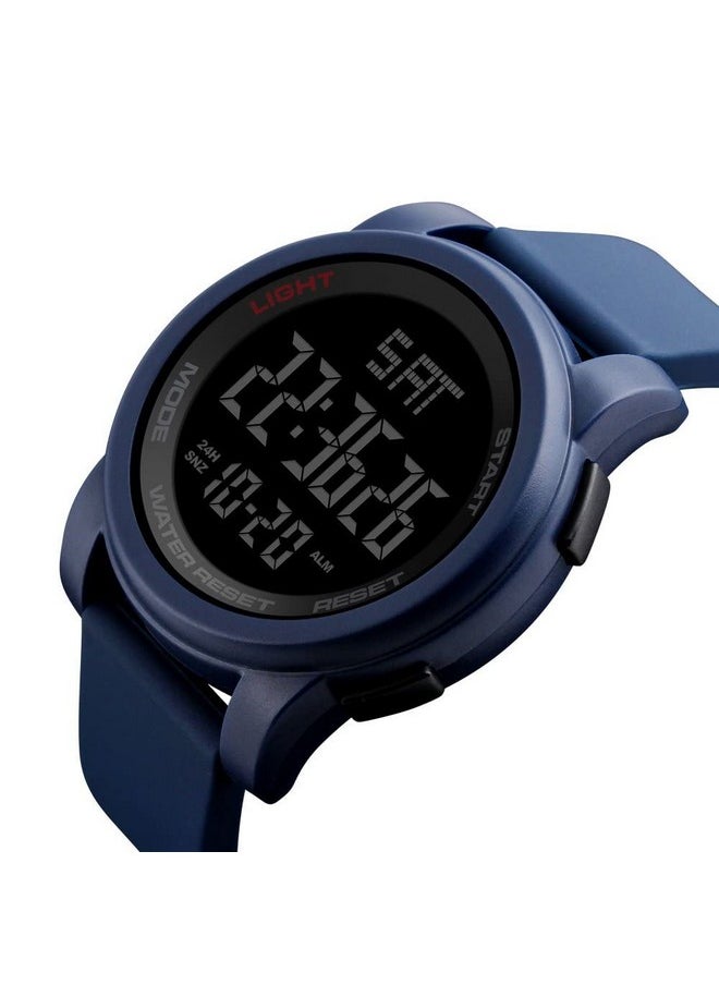 Shocknshop Shocknshop Rubber Led Digital Sports Multi Functional Black Dial Watch For Men Boys -W1257 (Blue), Blue Band  - Image 2