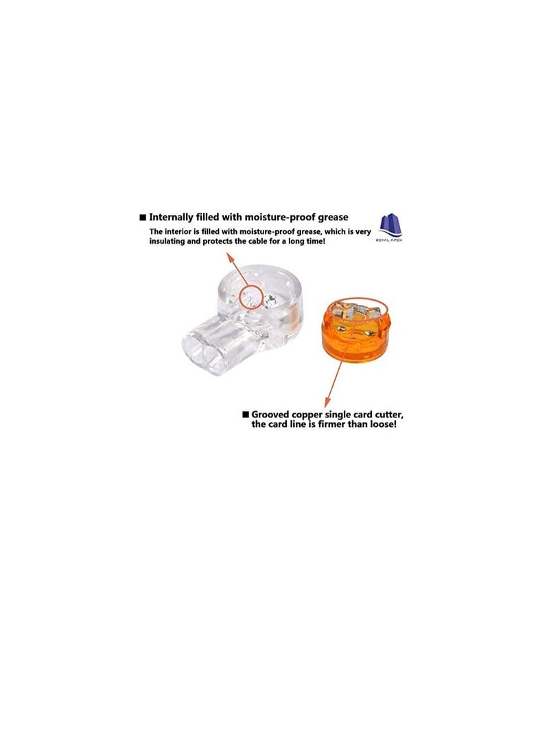 UY سلك موصل جل مقاوم للماء معبأ برتقالي واضح زر موصلات سلك الهاتف UY بعقب لصق موصل محطات كابل الشبكة حزمة من 100 - Image 2