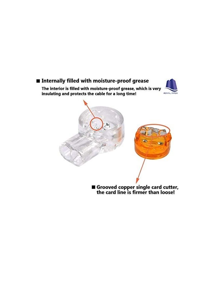UY سلك موصل جل مقاوم للماء معبأ برتقالي واضح زر موصلات سلك الهاتف UY بعقب لصق موصل محطات كابل الشبكة حزمة من 100 - Image 3
