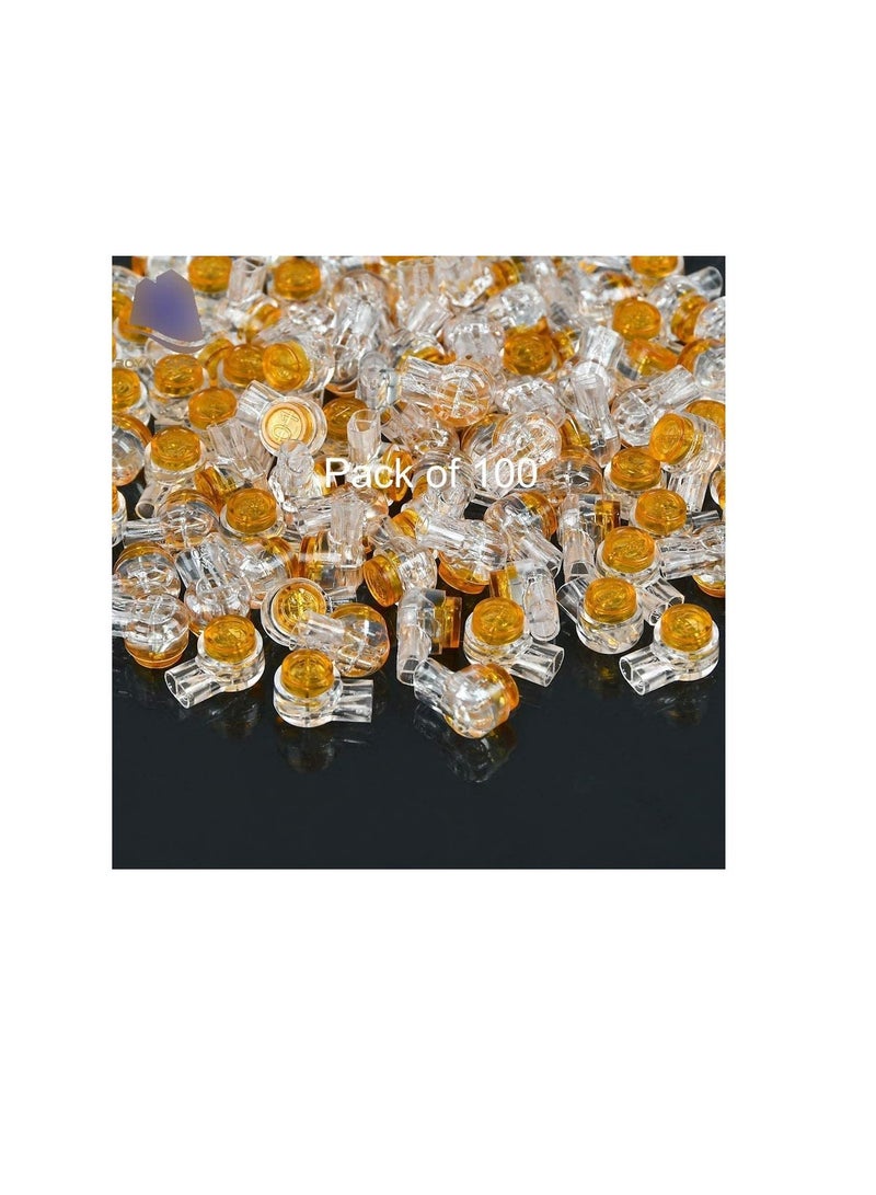 UY سلك موصل جل مقاوم للماء معبأ برتقالي واضح زر موصلات سلك الهاتف UY بعقب لصق موصل محطات كابل الشبكة حزمة من 100 - Image 1