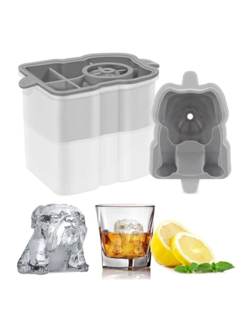 KASTWAVE 3D Bulldog Ice Cube Molds, Silicone Dog Ice Cube Tray, Whiskey Ice Cubes Mold, Fun Ice Cube Trays, Large Ice Cube Moulds Easy Release, Dog Ice Cubes for Cocktails, Beverages, Iced Tea & Coffee Soda - Image 1