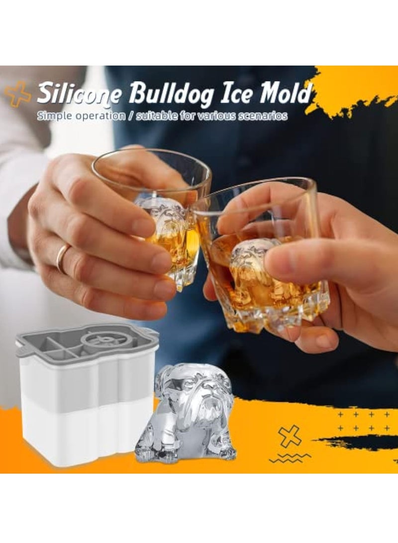 KASTWAVE 3D Bulldog Ice Cube Molds, Silicone Dog Ice Cube Tray, Whiskey Ice Cubes Mold, Fun Ice Cube Trays, Large Ice Cube Moulds Easy Release, Dog Ice Cubes for Cocktails, Beverages, Iced Tea & Coffee Soda - Image 4