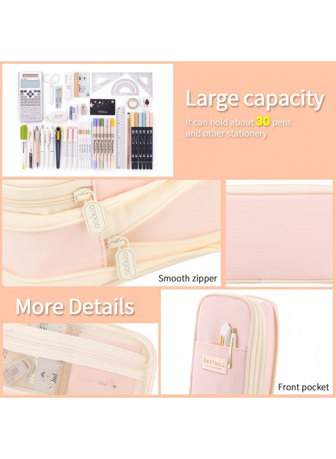 EASTHILL Big Capacity Pencil Case Large Pencil Pouch Stationery Pen Bag for Teen Girls-Pink - Image 5
