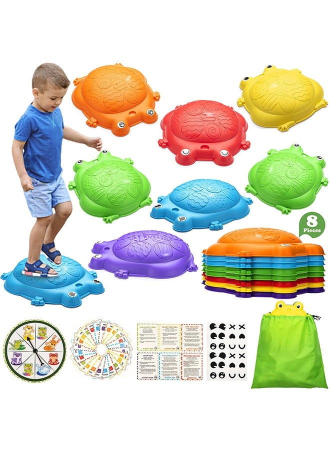 XiuWoo Stepping Stones for Kids Outdoor Toys, 8 Pcs Frog Balance Step Stone, Indoor Outdoor Toys for Kids Obstacle Course Sensory Toys, Gift for Boys Girls, Color random - Image 1