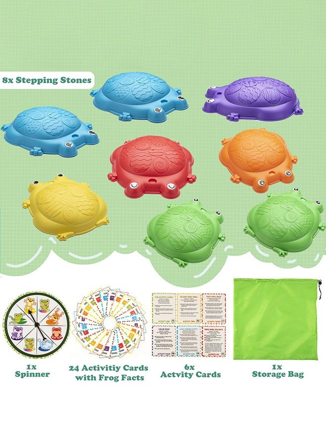 XiuWoo Stepping Stones for Kids Outdoor Toys, 8 Pcs Frog Balance Step Stone, Indoor Outdoor Toys for Kids Obstacle Course Sensory Toys, Gift for Boys Girls, Color random - Image 2
