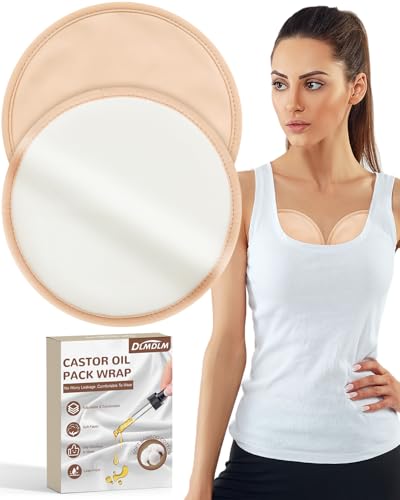 DLMDLM DLMDML 2Pcs Castor Oil Pack for Breast Reusable Organic Castor Oil Wrap Breast Pad Anti Leak Breast Nursing Pads for Women Relaxing Sleeping Khaki - Image 1