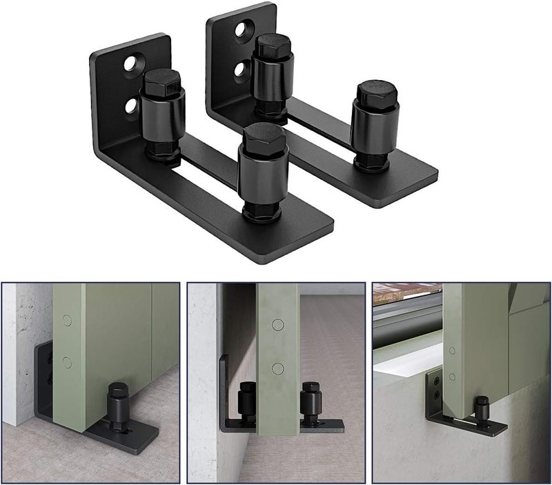 SMARTSTANDARD Sliding Barn Door Bottom Adjustable Floor Guide Roller, Black, Smoothly and Quietly, Easy to Install (2 Rollers) 2PCS - Image 3