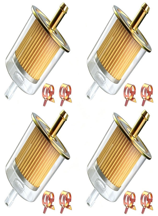 Smseace 4Pcs 5/16 Inch In-Line Fuel Filter With 8Pcs Hose Clamps For Motorcycles, Cars, Trucks, Scooters, Small Tractors, Lawnmowers, Snowmobiles, Garden Cultivators, Go-Karts, Generators - Image 1