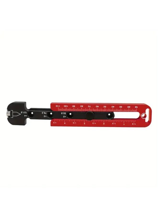 Red Black Adjustable Woodworking Compass Precision Metric Inch Scale Metal Circle Drawing Tool - Image 1