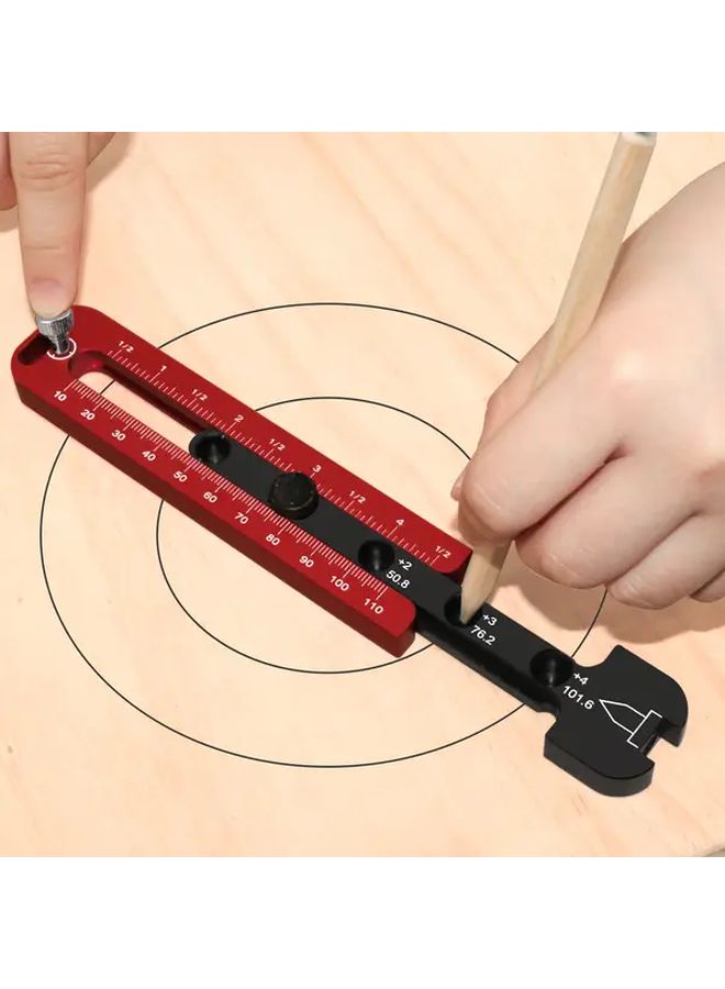 Red Black Adjustable Woodworking Compass Precision Metric Inch Scale Metal Circle Drawing Tool - Image 2