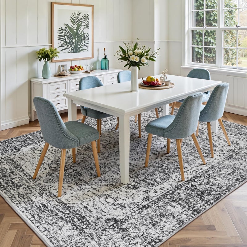 Lofus 8x10 Area Rugs for Living Room, Washable Area Rug, Rugs for Bedroom, Kitchen, Vintage Boho Carpet, Soft Non-Slip, Low Pile Large Area Rug for Office Dining Room, Vintage Dark Grey - Image 4