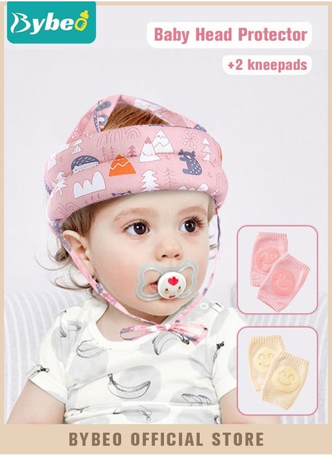 Baby Head Protector Cushion Pillow Toddler Breathable Safety Protect Hat With 2 Knee Pads for Crawling and Walking, 6 Months-3 Years