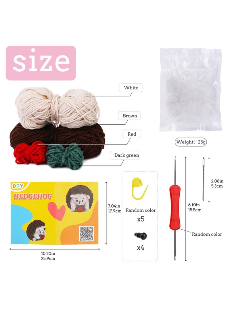 Begin Your Crochet Journey with Our Complete Animal Kit for Beginners Featuring Yarn, Hooks, and Easy Video Instructions to Create Adorable Hedgehogs - Image 2