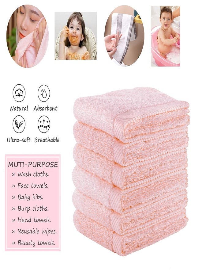 Mother Earth Mother-Earth 6-Pack Bath Washcloths 12"x12" - Soft and Absorbent Face Towels, Quick-Drying Wash Cloths for Sensitive Skin, Premium Quality for Daily Use (Pink Cotton) - Image 3