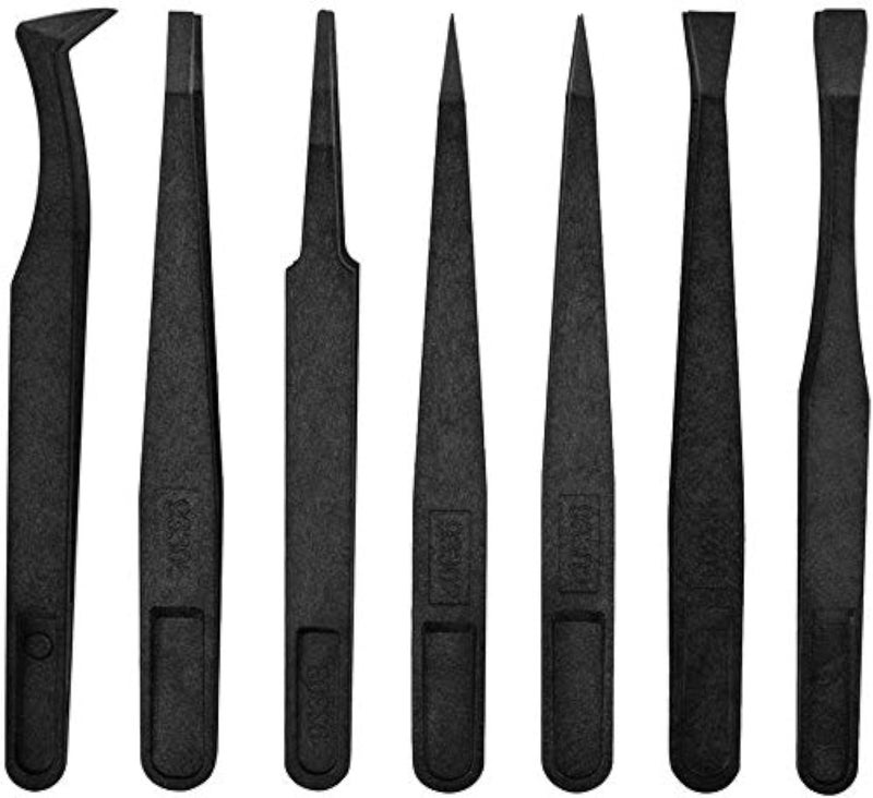 7pcs Precision Antistatic Tweezers Marrywindix Plastic Tweezers for Electronics Jewelrymaking Repairing