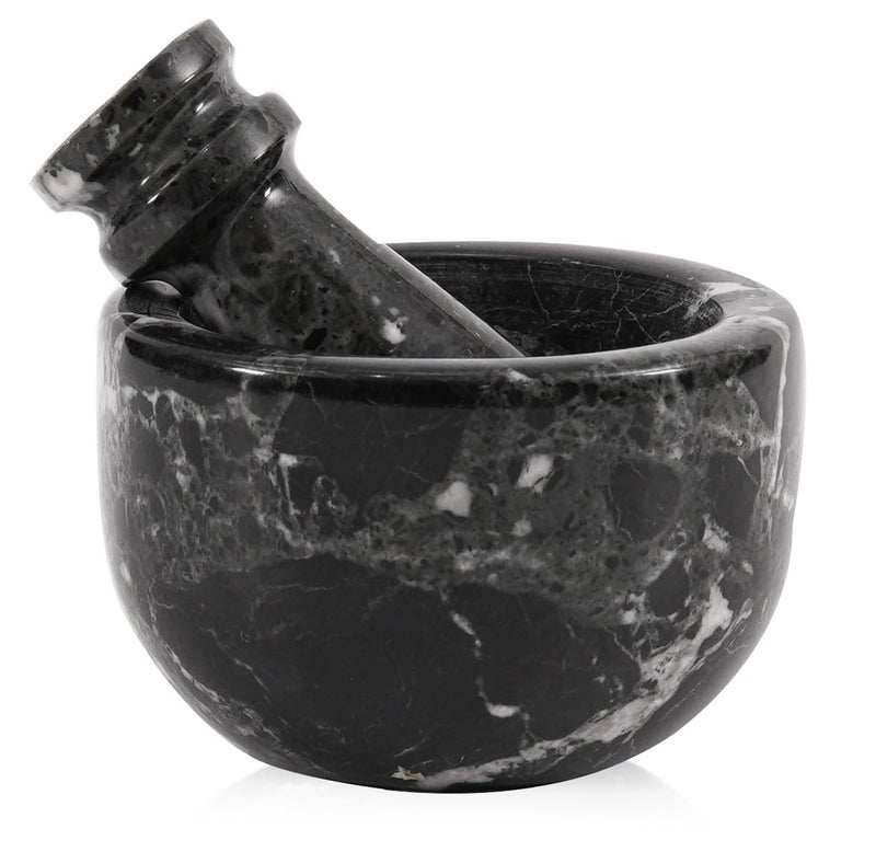 MARBLE RANGE Marble Mortar and Pestle Set 3 Inch Black Handmade Garlic Crusher & Herb Grinder, Small Stone Mortar for Kitchen, Spice Grinder, Natural Marble Grinding Bowl – Elegant Holiday & Christmas Gift - Image 1