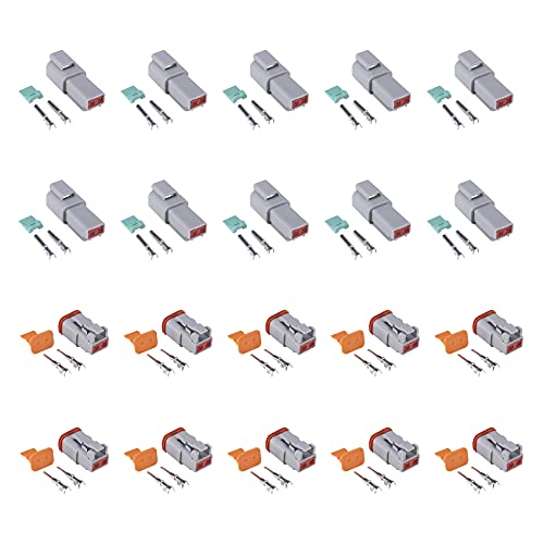 MUYI 10 Kit 2 Pin Way DT04-2P DT06-2S Waterproof Connector 13 Amps Continuous 14-18 AWG DT Series Connector - Image 1