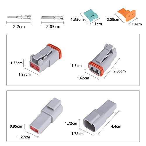 MUYI 10 Kit 2 Pin Way DT04-2P DT06-2S Waterproof Connector 13 Amps Continuous 14-18 AWG DT Series Connector - Image 2